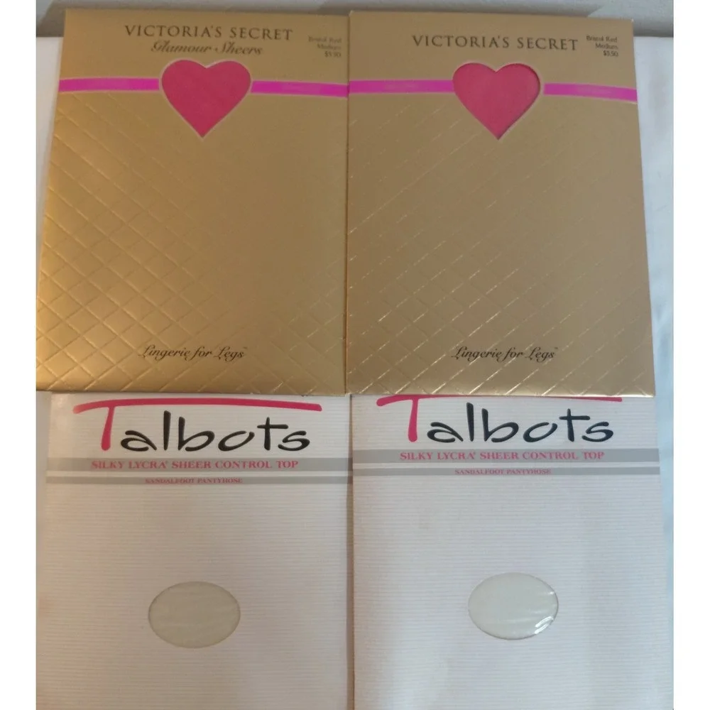 Vtg Lot of 4 Victoria's Secret Glamour Sheers & Talbots Pantyhose NIP Deadstock